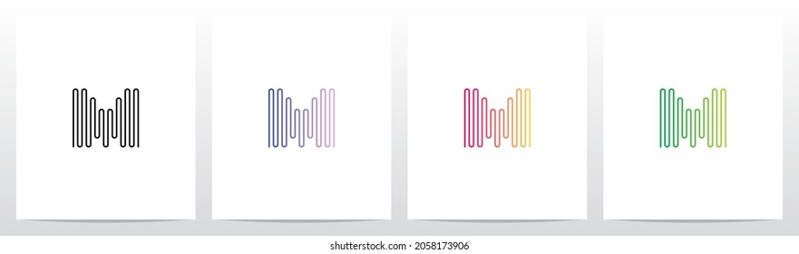 Sound Wave Lines Letter Logo Design M