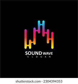 Sound wave logo. Audio colorful wave logo template