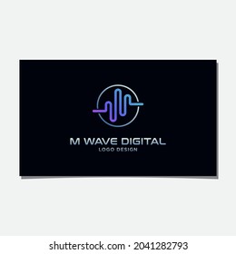 VECTOR DE DISEÑO DE LOGOTIPO DIGITAL DE OLA M