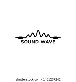 Sound Wave Logo Design Template, Cable Jack Logo Concept, Black and White