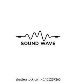 Sound Wave Logo Design Template, Cable Jack Logo Concept, Black and White