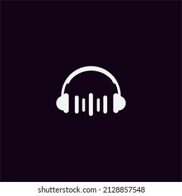 Sound wave logo design template. Headphones logo icon with black background. Logo template vector design 