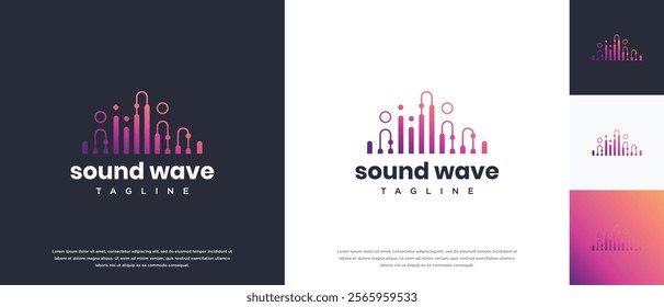 Sound wave logo design template. Music audio wave logo design vector icon