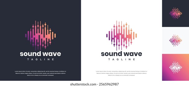 Sound wave logo design template. Music audio wave logo design vector icon