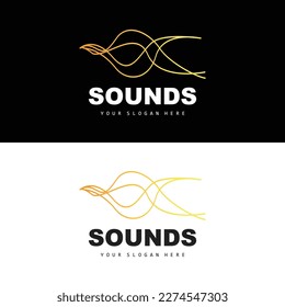 Logotipo de onda de sonido, diseño de ecualizador, vibración de onda de música, icono de vector simple con estilo de línea