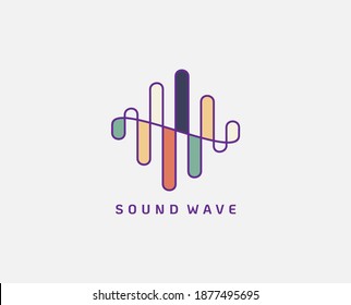 Sound wave logo with flat design Vector Stock . Speaker Wave Logo Design Template