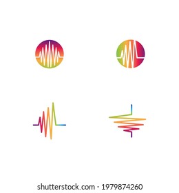 Logo de la onda de sonido y vector de símbolo