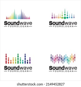 Logo de la onda de sonido y vector de símbolo