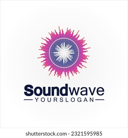 Logo de la onda de sonido y vector de símbolo