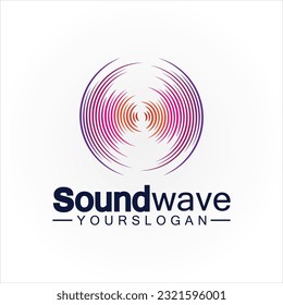 Logo de la onda de sonido y vector de símbolo
