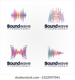 Logo de la onda de sonido y vector de símbolo
