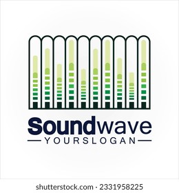 Logo de la onda de sonido y vector de símbolo