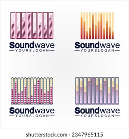 Logo de la onda de sonido y vector de símbolo