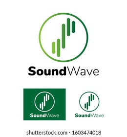 Sound wave logo template. Audio wave with typography.