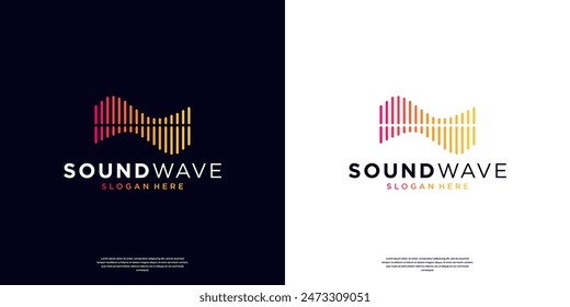 Sound wave logo vector template. Abstract music equalizer icon elements. Audio, pulse, frequency and digital voice concept design.