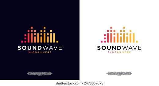 Sound wave logo vector template. Abstract music equalizer icon elements. Audio, pulse, frequency and digital voice concept design.
