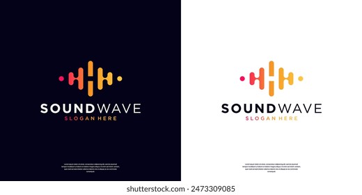 Sound wave logo vector template. Abstract music equalizer icon elements. Audio, pulse, frequency and digital voice concept design.