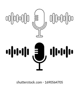 Sound wave microphone icon Equalizer background.Concept of Podcast and karaoke graphic theme