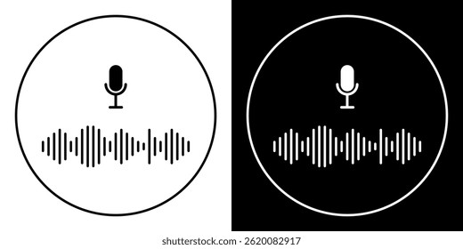 Sound wave with microphone. Logo for your brand. Postcard, mockup. Vector illustration. EPS 10