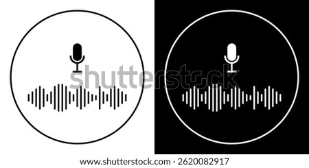 Sound wave with microphone. Logo for your brand. Postcard, mockup. Vector illustration. EPS 10