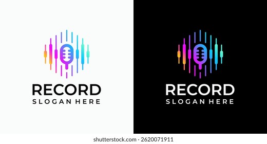 Sound wave and microphone vector logo design in modern, simple, clean and abstract style. Icon for business, sound, entertainment and personal branding.