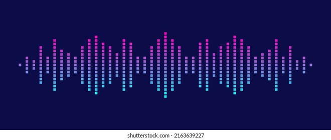 Sound wave. Multicolored audio equalizer. Audio digital signal. Voice sound wave. Motion sound wave. Music element for design audio player.