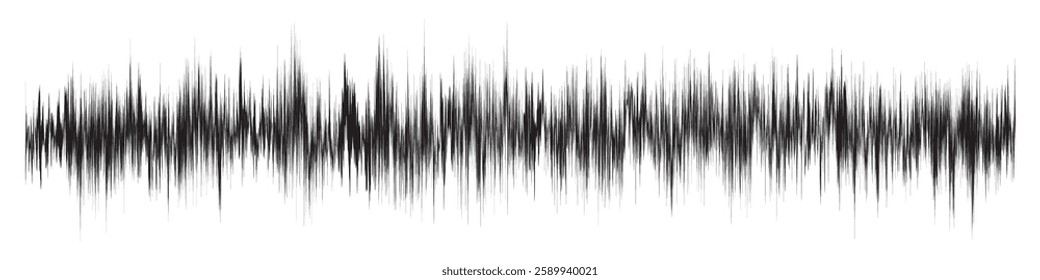 Sound wave. Music audio frequency, voice waveform, electronic radio signal, volume level, track symbol. Noise pulses curve black line isolated on transparent. Abstract vector background.