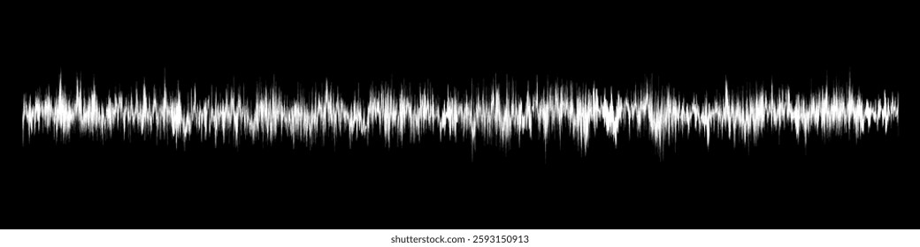 Sound wave. Music audio frequency, voice waveform, electronic radio signal, volume level, track symbol. Noise pulses curve white line isolated on black. Abstract vector background.