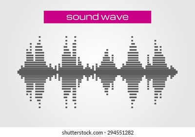 Sound wave music design element isolated on white background.  Can be used for background on business cards or poster, design element, print on textiles