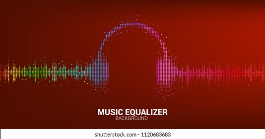 Sound wave Music Equalizer background, audio visual headphone icon signal