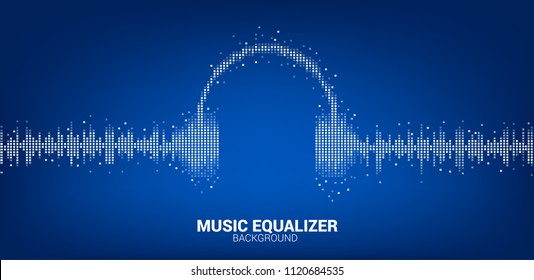 Sound wave Music Equalizer background, audio visual headphone icon signal