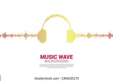 Sound Wave Music Equalizer Background. Audio Visual Headphone Icon With Pixel Wave Graphic Style