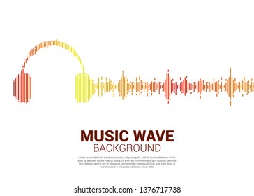 Sound wave Music Equalizer background. audio visual headphone icon with pixel wave graphic style