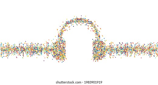 Soundeffekt-Musik-Equalizer-Hintergrund, bunter Punktstil. Kopfhörersymbol 