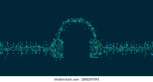 Fondo del ecualizador de música de onda sonora, estilo de luz de punto. Icono de auriculares 
