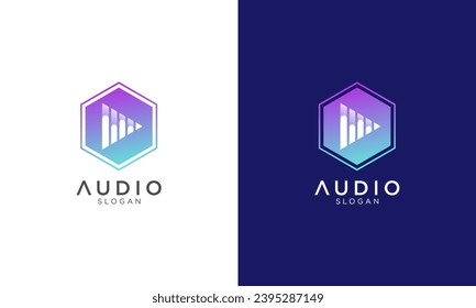Sound wave and music equalizer logo vector design. Modern audio icon