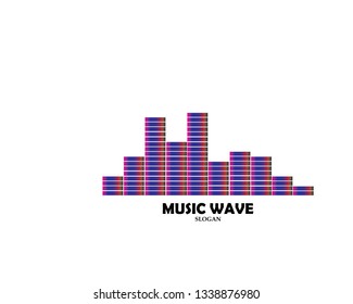Sound wave music logo vector template - Vector
