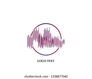 Sound wave music logo vector template - Vector
