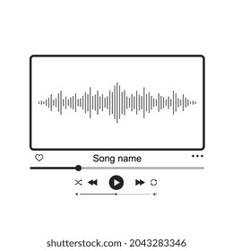 Sound wave music player interface. Audio player, video player, modern thin lines design.