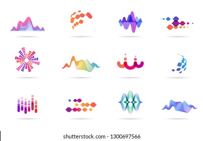 Sound Wave, Music, Production Logo And Symbol Collection, Design Icons