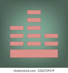 Sound wave music sign. Apricot Icon with Brick Red parquet floor graphic pattern on a Ebony background. Feldgrau. Green. Illustration.