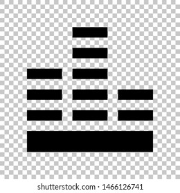 Sound wave music sign. Black icon on transparent background. Illustration.