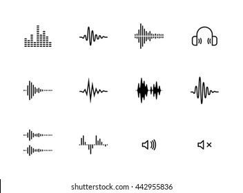 sound wave music vector icons set