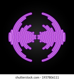 Sound wave neon sign, modern glowing banner design, colorful trend of modern design on black background. Vector illustration.