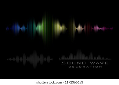 Sound wave on the black background. Rainbow symbol of  audio signal.