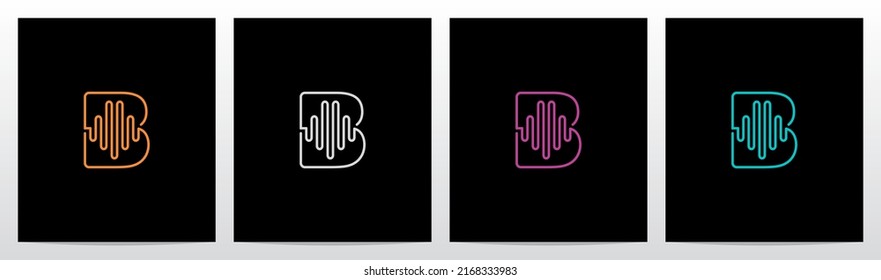 Sound Wave On Outline Letter Logo Design B