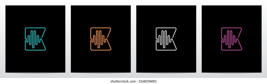 Sound Wave On Outline Letter Logo Design K