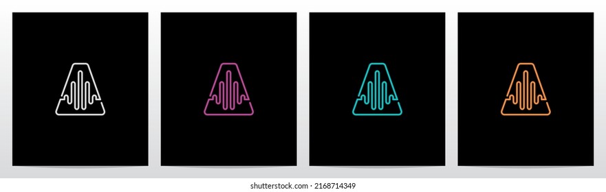 Sound Wave On Outline Letter Logo Design A