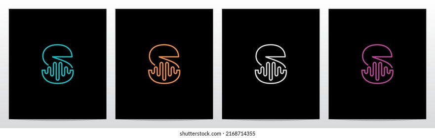 Sound Wave On Outline Letter Logo Design S