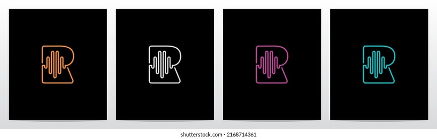 Sound Wave On Outline Letter Logo Design R